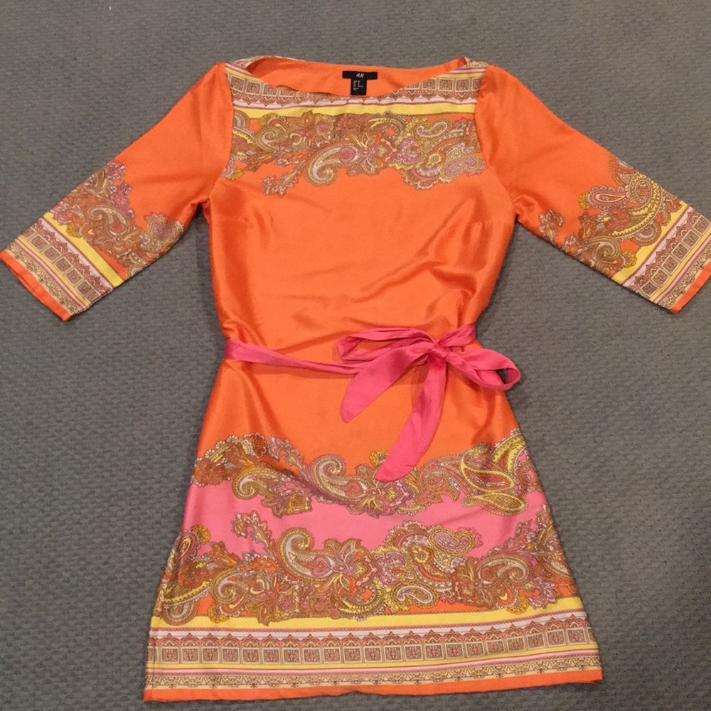 H&M preppy orange/pink/yellow dress